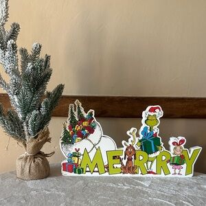 Hobby Lobby Merry Holiday Grinch Decor with Green and White